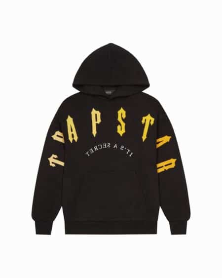 TRAPSTAR IRONGATE ARCH CHENILLE HOODIE - BLACK/YELLOW